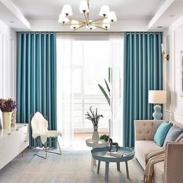 Imagem de Cortina blackout para sala de estar, cortinas de janela de cetim com ilhós, cortinas de janela de privacidade com isolamento térmico para quarto 1 painel - azul lago 270 x 270 cm