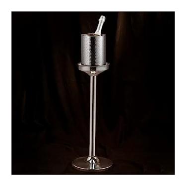 Imagem de Balde de gelo martelado com suporte, balde de gelo grande de aço inoxidável para cerveja, refrigerador, uso externo ou interno