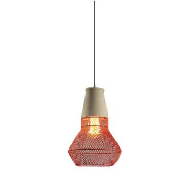 Imagem de KSSTEVNBD Ilha de cozinha de iluminação pendente, luminárias pendentes de cimento, luzes pendentes bege/pretas com sombra de malha, luminária pendente industrial para pendurar no teto, mini lustre de