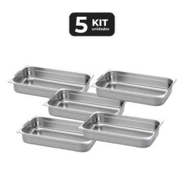 Imagem de Kit 5 cuba com alca inox 1/1 gn 100 para buffet - Chef Line