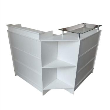 Imagem de Balcão Caixa E Recepção 100% Mdf Lojas E Comércios Branco - Suprema Móveis