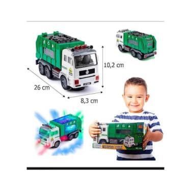 Imagem de Caminhão de coleta de lixo de brinquedo com luzes e efeitos sonoros 4D