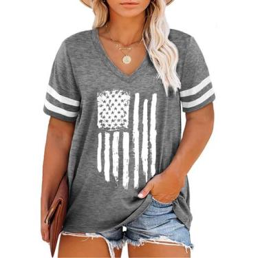 Imagem de Camiseta feminina Happy Sailed St. Patrick's Day Plus Size cinza