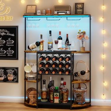 Imagem de JKsmart Rack de vinho com armazenamento e suporte de vidro, cabine minibar doméstica