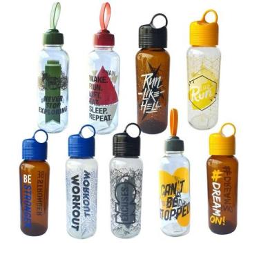 Imagem de Garrafa De Vidro Squeeze Agua Suco Alça 390ml Trabalho Sortido Soft Mo