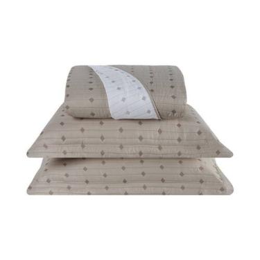 Imagem de Cobre Leito 3 Peças Casal Percal 200 Fios Decor 100% Poliéster - Avelã