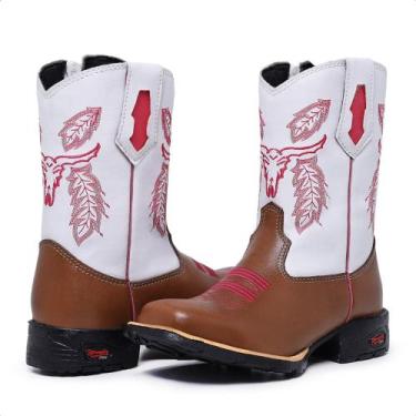 Imagem de Bota Texana Country Botina Feminina Boi Rosa Feminina Menina Boiadeira