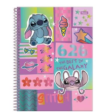 Imagem de Caderno Stitch Universitário Escolar 1 Matéria 80 Folhas, Azul-Claro