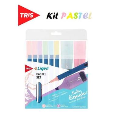 Imagem de Kit Caneta Tris Liqeo pastel + Marca texto Mini - Est C/10