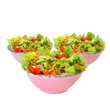 Imagem de 3 Saladeira 5l Plastico Bacia Multiuso Grande Salada - LTG, Rosa