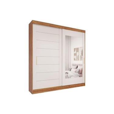 Imagem de Guarda Roupa Casal 2 Portas De Correr (1 C- Espelho) E 8 Gavetas Florença Cinamomo-off White - Panan
