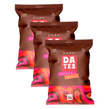 Imagem de Kit 3X: Barra de Proteína Dark Cacau e Avelã Sem Açúcar Let's Dates 38g