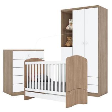 Imagem de Quarto de Bebê Bala de Menta Rústico Branco - Henn