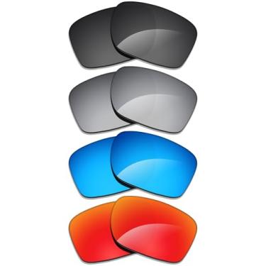 Imagem de Alphax 4 pares de lentes polarizadas de substituição para óculos de sol Oakley Valve 1.0 - preto + titânio + azul + vermelho
