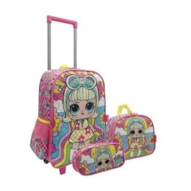 Imagem de Kit Mochila escolar De Carrinho e Lancheira Infantil e Estojo LoL-Feminino