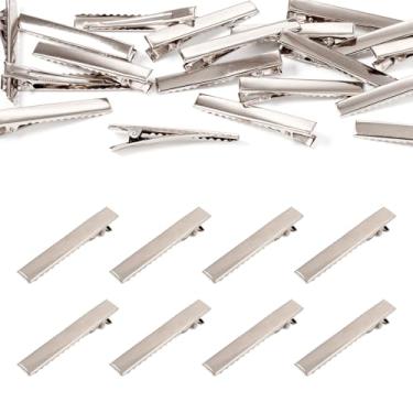 Imagem de 20 peças de grampos de cabelo de jacaré planos de ferro presilhas de cabelo em branco com garras de platina para mulheres DIY acessórios de grampo de cabelo decoração de joias 57 x 8,5 mm