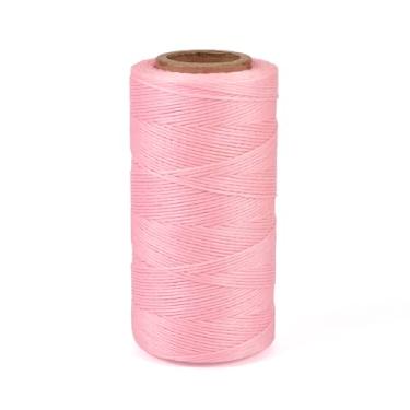 Imagem de 284 jardas fio de poliéster encerado plano cores sortidas 1 x 0,3 mm cordão de costura revestido de cera para suprimentos de macramê rosa