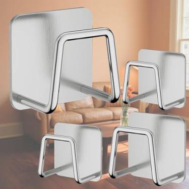 Imagem de Suporte de esponja de aço inoxidável para pia de cozinha – Pacote com 4 esponjas SUS304 escovadas à prova de ferrugem com design de drenagem – Organizador de parede ou superfície para armazenamento