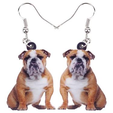 Imagem de Brincos de acrílico para cães buldogue britânico, pingentes, pingentes, joias, buldogue inglês, presentes para mulheres, berloques, animais de estimação, decoração, Medium, Acrílico, Sem pedra