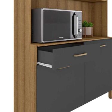 Imagem de Armário De Cozinha Completo Viena Plus Com Balcão 4 Portas Grafite - R