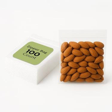 Imagem de Restaurantware Bag Tek Sacos com zíper resseláveis de 11 x 10 cm, 100 sacos com zíper de alta clareza, para lanches, sementes, doces e outros sacos de armazenamento de plástico transparente com zíper