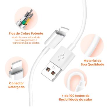 Imagem de Cabo USB Branco Reforçado 1M Premium Para Samsung A05