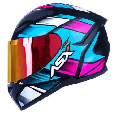 Imagem de Capacete Fechado ASX City Start Rosa Brilho com Viseira Colorida Verme