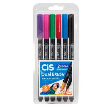 Imagem de Caneta pincel dual Brush Aquarelável com 6 cores Cis