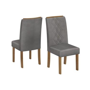 Imagem de Cadeira Sala De Jantar Ayla Kit 2 Un Freijo-suede Lunar Grafite - Dj Móveis