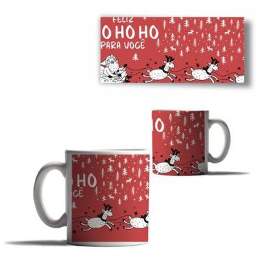 Imagem de Caneca Porcelana Natal Bichinhos Rena do Papai Noel Mensagem - Enjoy S