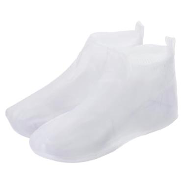 Imagem de HARFINGTON Capa de sapatos à prova d'água M (EUA 5) antiderrapante TPE reutilizável galochas protetores de sapato de chuva com zíper para homens mulheres chuvoso ao ar livre, branco