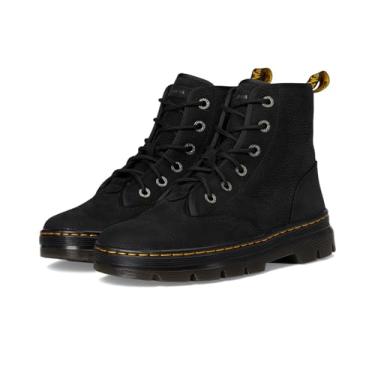 Imagem de Dr. Martens Bota feminina Combs II 6 Eye com cadarço, Nobuck preto moído, 40