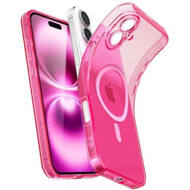 Imagem de Svanove Capa transparente macia para iPhone 16 Plus, fina magnética, compatível com Magsafe Minimalista Ultra Fina Transparente Silicone SafeCase, Não Amarelecimento Borracha TPU Mag Safe Cover, Neon