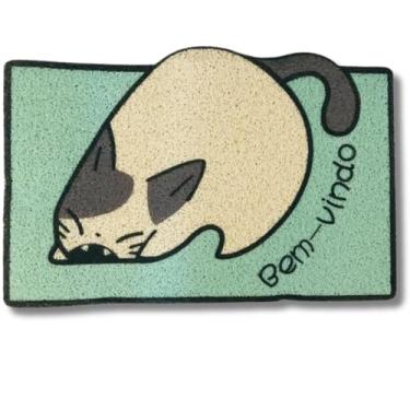Imagem de Tapete Capacho Decorativo Pets, 60x40cm, Poliéster Emborrachado, Antiderrapante, Para Porta de Entrada (GATO BRINCALHÃO)