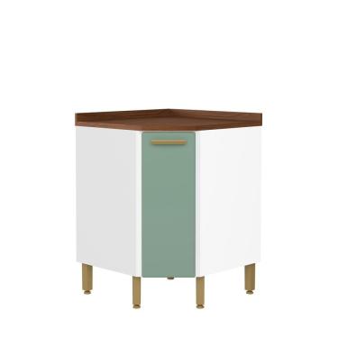 Imagem de Balcão De Aço De Canto Com 1 Porta Verde Bella Bertolini Verde/branco