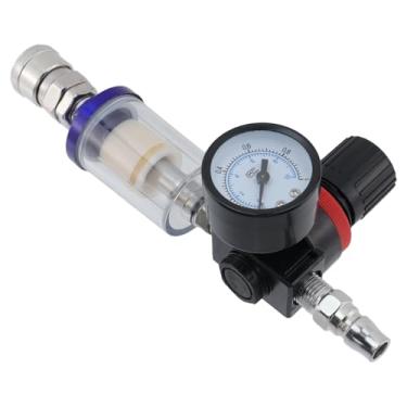 Imagem de Rannb Separador de água de óleo regulador de pressão de ar, filtro de ar com medidor de pressão G1/10.2 cm, entrada e saída para pistola de pulverização