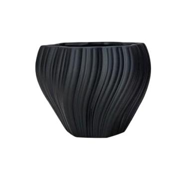 Imagem de Vasos de flores redondos com textura curva vasos de cerâmica para mesa, para sala de estar, quarto, janela, jardim, decoração (2 cores) vasos de flores decorativos