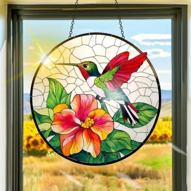 Imagem de Acrílico colorido, apanhador de sol, decoração de janela suspensa de pássaros, arte de parede de arco-íris, para sala de estar, quarto, varanda, interior e exterior, jardim, enfeites de Natal 19 x 19