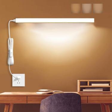 Imagem de GZZBMY LED apliques de parede com interruptor e tomada candeeiro debaixo de móveis tricolor regulável iluminação de parede moderna magnética para quarto sala de estar armário (branco, 30 cm)