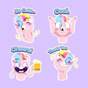 Imagem de Adesivo Fofo Kawai para Crianças Decorativo de Unicórnio para Quarto e Cadernos 40x40cm