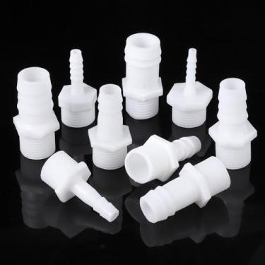Imagem de Acoplador de irrigação por gotejamento de plástico 10 peças 1/5.1 cm conector de mangueira de farpa de rosca para tubo de identificação (4 mm)