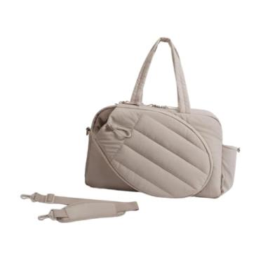 Imagem de Vaveren Bolsa de tênis para mulheres Bolsa de tênis com compartimento para sapatos com bolsos laterais esportiva leve à prova d'água tote, Marrom