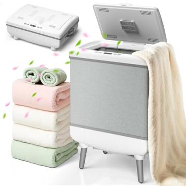 Imagem de AGLUCKY Aquecedor de toalha dobrável, tampa grande de 35 L. com aquecimento PTC, aromaterapia e temporizador de calor/atraso, cabe até três toalhas grandes de 113 cm x 178 cm, aquecedores de toalhas