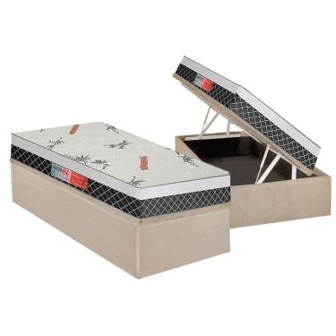 Imagem de Cama Box Baú Solteiro: Colchão Ortopédico Plumatex Falcon Ultra Firme + Base Crc Suede Clean(88x188)