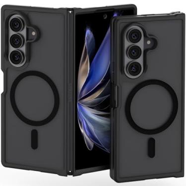 Imagem de Capa magnética para Samsung Z Fold 7, [compatível com MagSafe] [proteção de nível militar], capa para Galaxy Z Fold 7 translúcida slim fit à prova de choque para Z-Fold7, preta