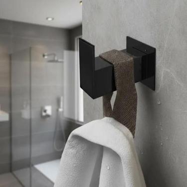 Imagem de Cabide Para Toalha de Banho gancho Banheiro Lavabo Aço Inox 304 Preto 