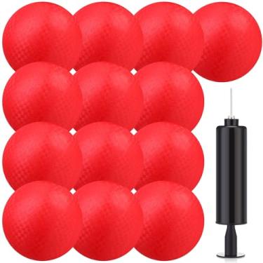 Imagem de Yunsailing Pacote com 12 bolas Dodgeballs Bulk Operation Christmas 15 cm, Kickball inflável de borracha com bomba para esportes ao ar livre, jogos de handebol, presentes de doação cristã (vermelho)