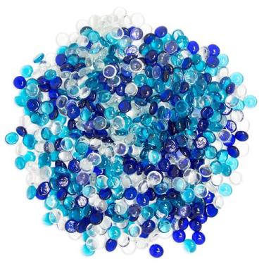 Imagem de Galashield Mármores de vidro plano para vasos, mistura azul, pedras preciosas, pedras, enchimento de vaso (2,3 kg, aprox. 540 peças)