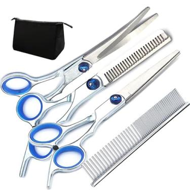 Imagem de Kit De Tesoura Para Cães, Tesoura Para Cães, Aço Inoxidável, Parafuso Ajustável Confortável, Tesoura Profissional 6 Em 1, Tesoura Para Animais De Estimação
