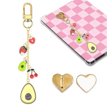 Imagem de Corrente de berloques Kindle de abacate para amantes de livros e homens, chaveiro com pingente de abacate, acessórios de e-reader, presente para amantes de livros, berloques compatíveis com Kindle